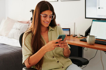 Female entrepreneur working from office