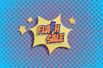 Flash Sale Concept With Pop Art Style Background
