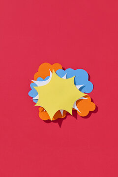 Abstract Paper Art with Comic Style on Red Background