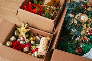 Christmas Decorations in Boxes