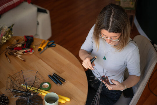 Lightning candle in DIY candelabrum