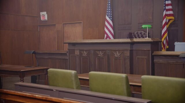 Empty dolly movement of court room scene