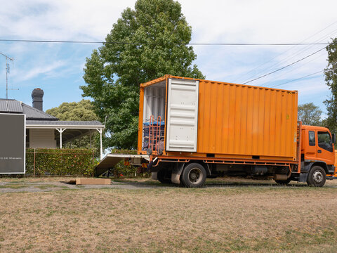 Removal truck ready to load house contents