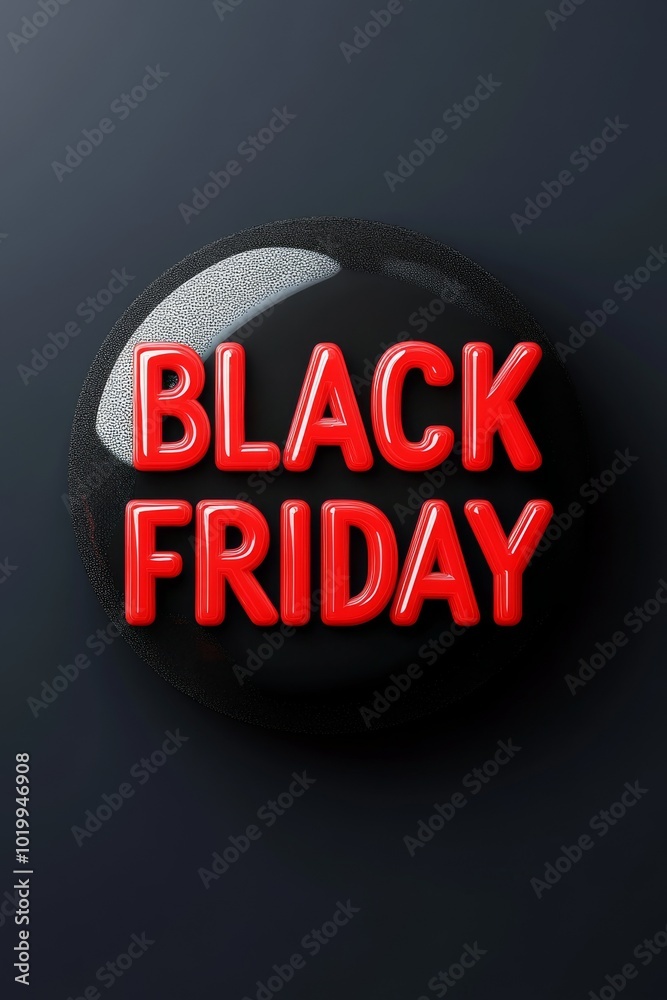 Wall mural black friday round pin. red and black. poster, advertising, banner concept. signage, sale. black fri