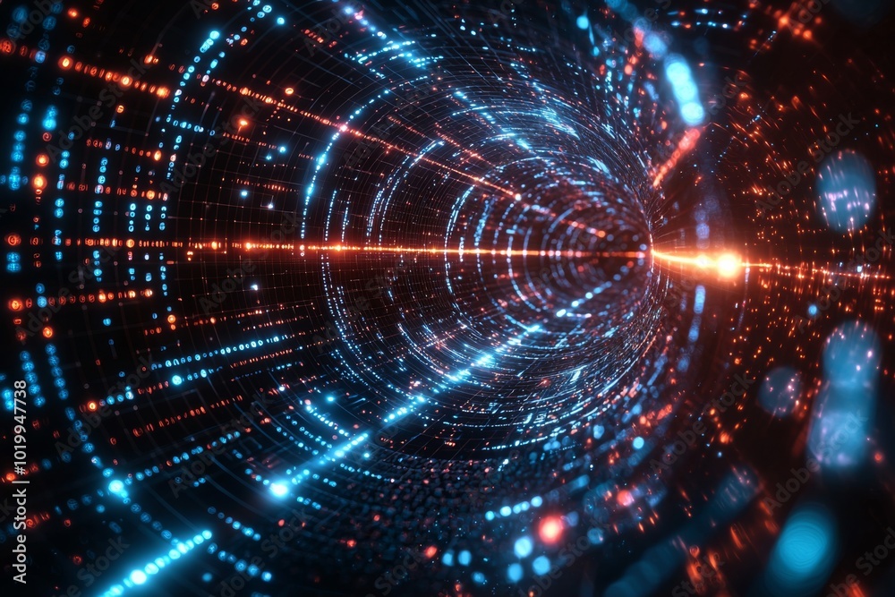Wall mural digital technology background of data and network