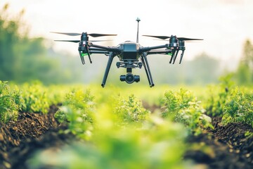 Smart farming with AI and drones, food innovation in agriculture. Generative AI