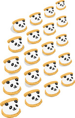 Creative biscuit cute pandas from cream