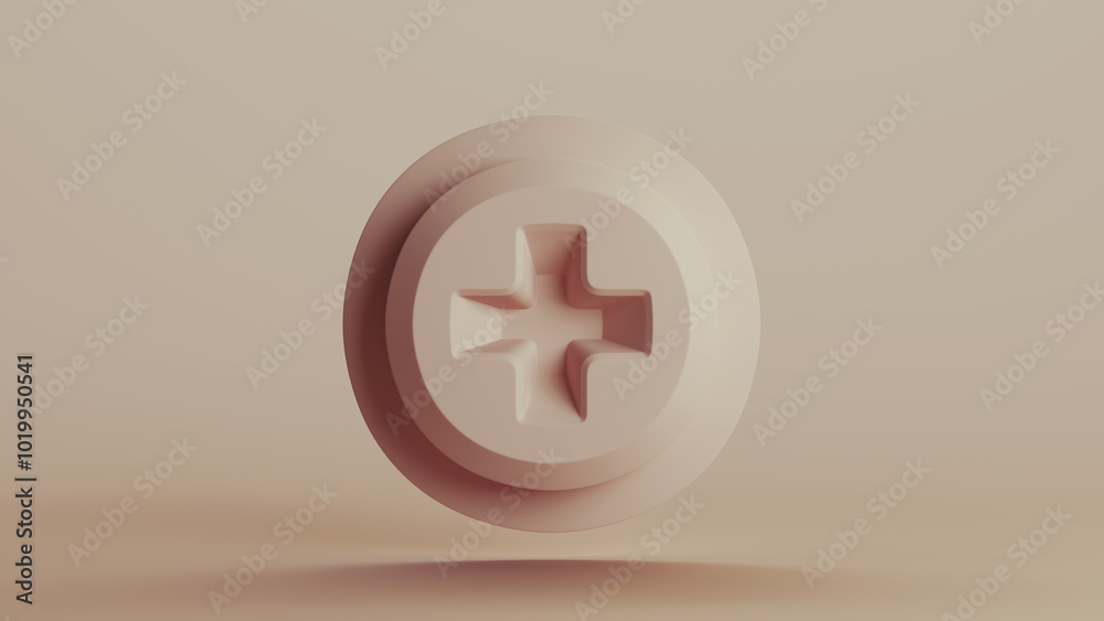 Fototapete Beige bionic hardware screw cap shape component technology design element neutral monochrome soft tones skin tones background 3d illustration render