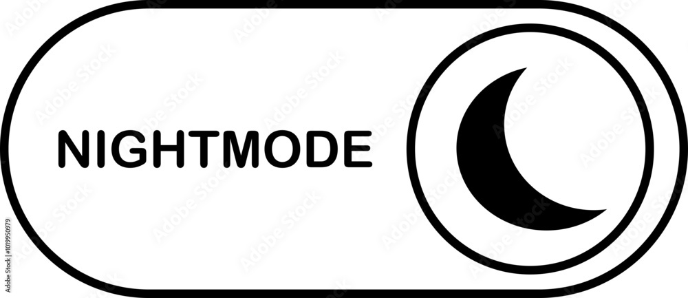 Poster off toggle switch flat button. night brightness switch, dark mode switch button, moon icon vector is