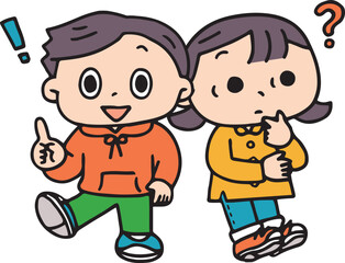 不思議そうな女の子と理解した男の子