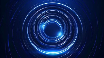 Obraz premium Circle line neon blue light motion technology dark background