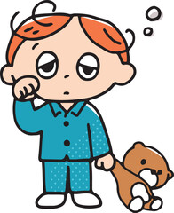 眠たそうなパジャマの男の子