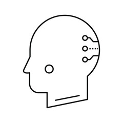 AI Human Enhanced Integration Head Vector Icon Design