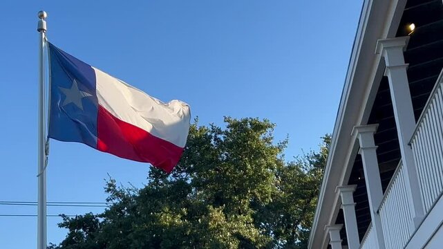 Texas flag waving in the wind 