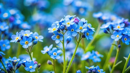blue forget me not flowers on field in spring afternoon