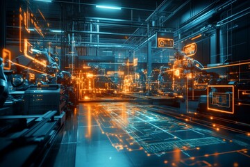 Obraz premium The Connected Factory, Digital Supply Chain Management