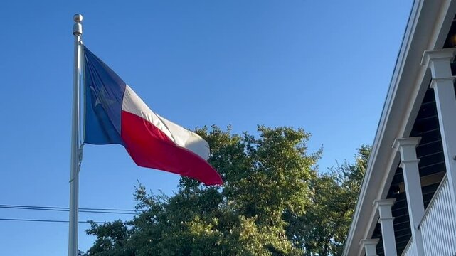 Texas flag waving in the wind 