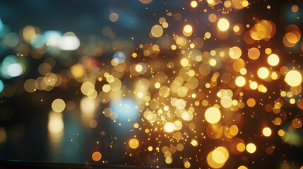 Beautiful bright fireworks display illuminating the night sky with vibrant colors and bokeh effect