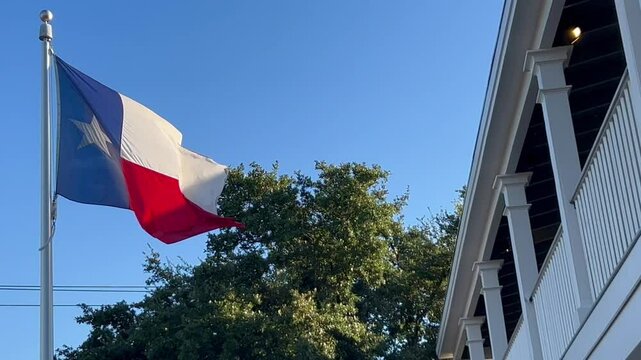 Texas flag waving in the wind 