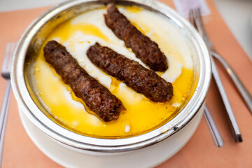 Ali Nazik kebab, one of the most famous Kebab varieties of Gaziantep city.