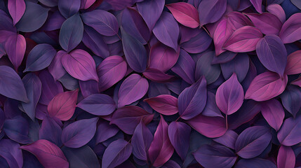 Obraz premium The purple leaves of plant form an abstract pattern. AI generation