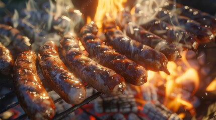 Grilled Sausages on a Charcoal Grill - A Delicious Summer BBQ