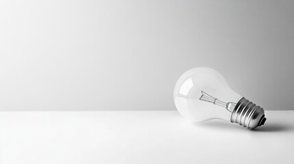 A single light bulb lies on its side against a white background.