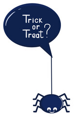 A postcard with a funny spider. The phrase Trick or treat.
