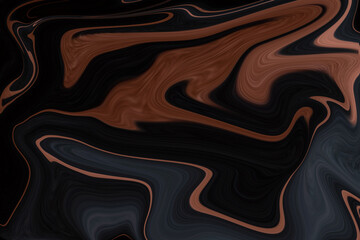 Dark and brown liquid shape abstract background. Horizontal image. Marble background.
