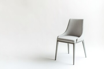 Obraz premium Minimalist grey chair on a white background with ample space