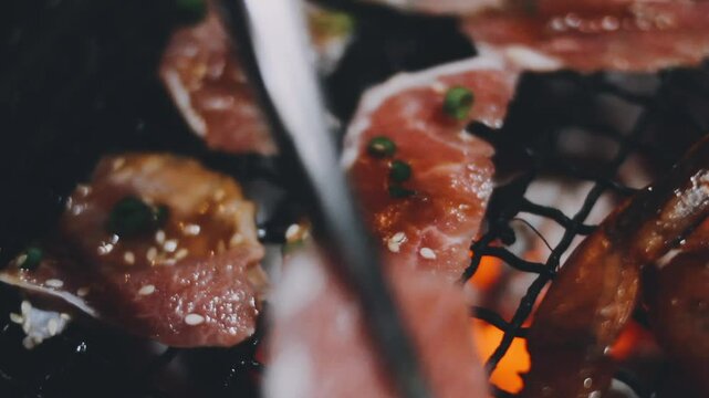 grilled Freshness Japanese wagyu meat BBQ yakiniku