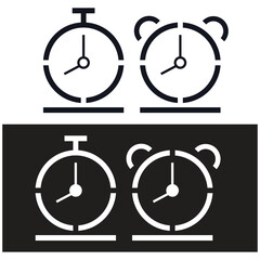 Minimalist clock and watch icon set vector, ideal for time concepts, flat design, and punctuality.