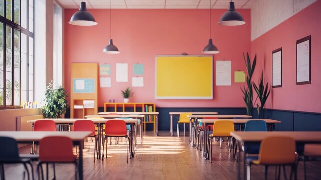 a classroom setting, with educational posters creating an inspiring background for learning