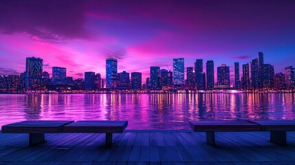 a vibrant city skyline at dusk, serving as a stunning backdrop for an outdoor event
