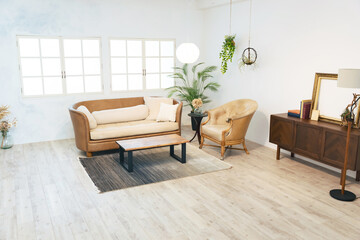 An empty room with a modern and stylish interior