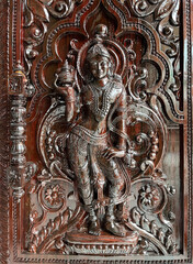 Statue of Dwarpal (Door guard or Watchman) outside the Jain temple, Bhedaghat (Jabalpur, Madhya Pradesh)