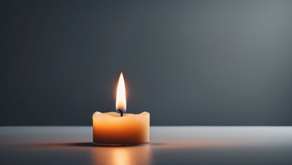 Candle Flame in Dark Room for Funeral Memorial Service.