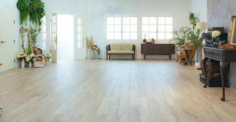 An empty room with a modern and stylish interior