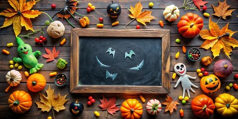 Spooky Halloween Chalkboard with Festive Illustrations and Whimsical Quotes for Seasonal Decor
