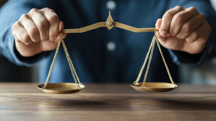 a person balancing two equal weights on a scale, representing the idea of finding the average between two extremes