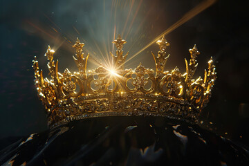 Obraz premium Fantastic beautiful king or queen crown from gold material for coronation
