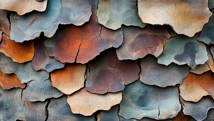 A close-up of weathered pine bark, showcasing the intricate patterns and textures that form over time