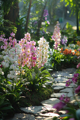 Fototapeta premium different Orchids outdoor in garden. natural