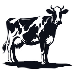 Cow black silhouette vector isolated on white background 