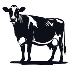 Cow black silhouette vector isolated on white background 