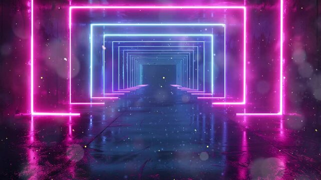 futuristic sci fi abstract blue and purple neon light seamless looping overlay 4k virtual video animation background