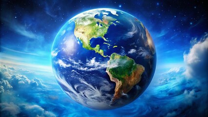 Fototapeta premium Stunning Blue Marble Earth Photo Capturing Planet from Space with Deep Blue Oceans and White Clouds