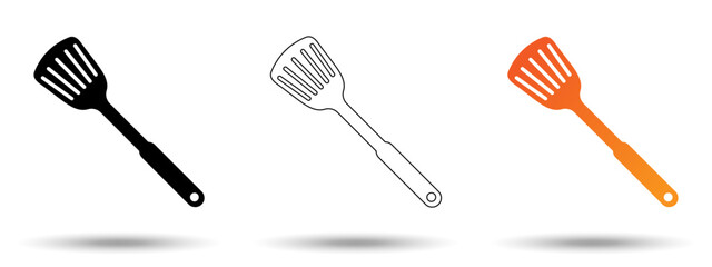 Spatula icon. Spatula icon on a white background, isolated. The icon has three uses in applications and websites. Vector illustration. Spatula icon on a white background.