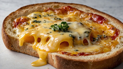 Melted Cheese on Toast with Herbs