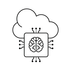 Smart AI Cloud Computing Automation Vector Icon Design, intelligent computing, data processing, cloud systems